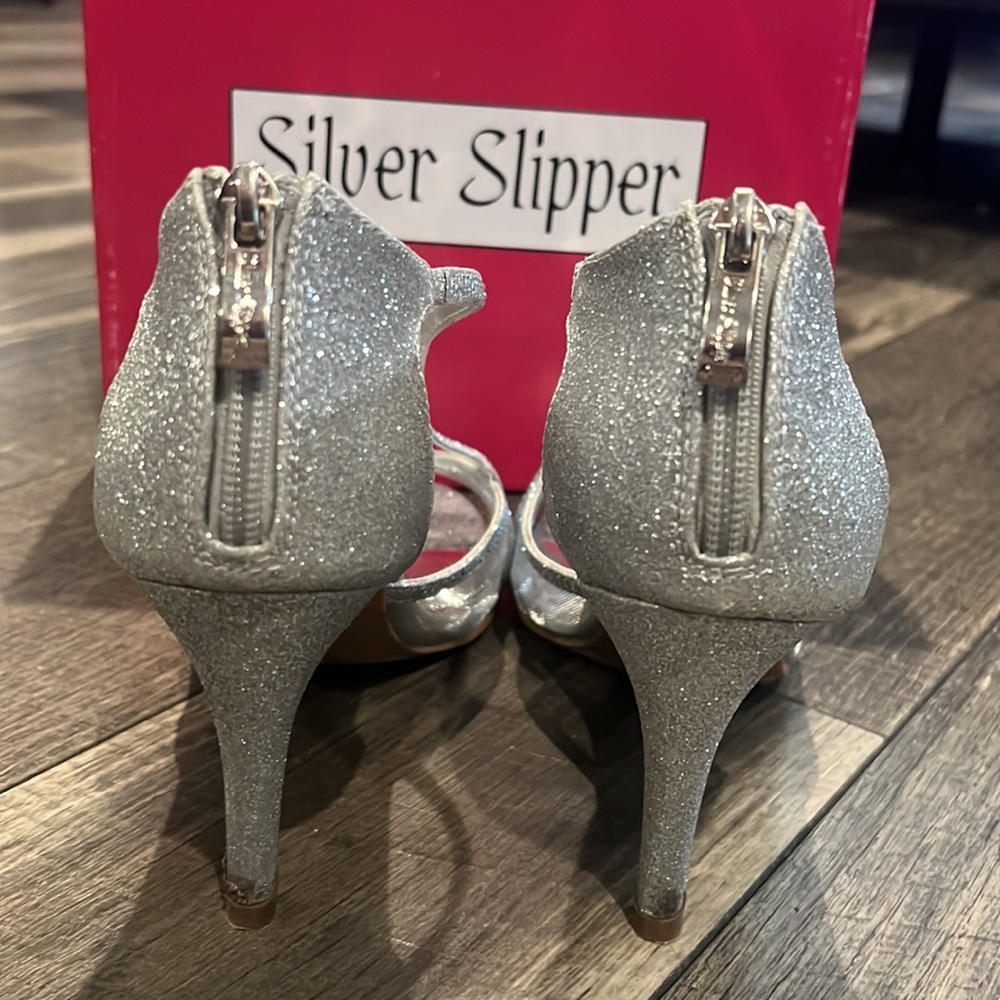 Authentic Silver Slipper Silver Evening Formal He… - image 5